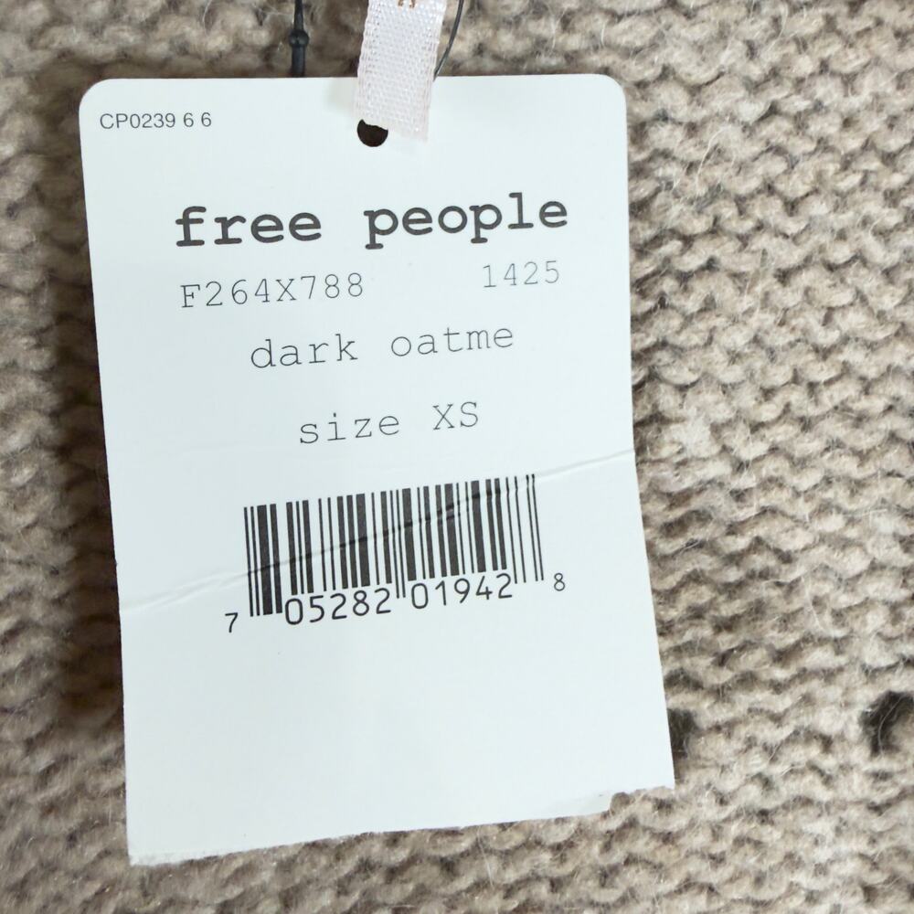 NWT Free People Womens Wool Pinwheel Cardigan Sweater Dark Oatmeal Size XS - Picture 4 of 7